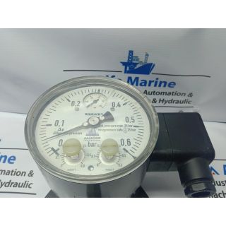 AALBORG 702.02.100 PRESSURE GAUGE WITH ALARM CONTACTS